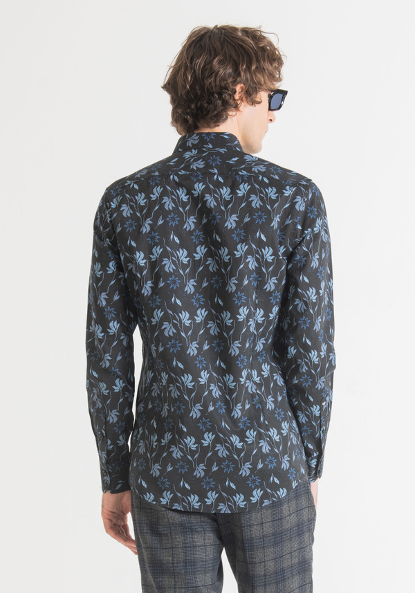"NAPOLI" SLIM-FIT SHIRT IN PURE SOFT-TOUCH COTTON WITH ALL-OVER FLORAL PRINT - Antony Morato Online Shop