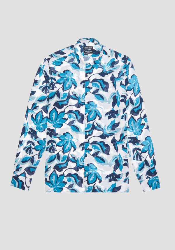 STRAIGHT-FIT SHIRT IN VISCOSE BLEND WITH ALL-OVER FLORAL MACRO PRINT - Antony Morato Online Shop