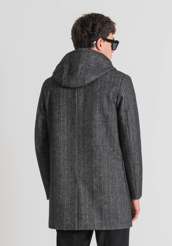 CAPPOTTO REGULAR FIT “ROBERT” IN MORBIDO TESSUTO SPIGATO MISTO LANA CON CAPPUCCIO - Antony Morato Online Shop