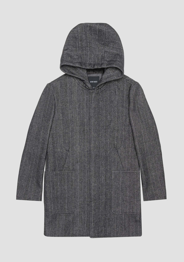 CAPPOTTO REGULAR FIT “ROBERT” IN MORBIDO TESSUTO SPIGATO MISTO LANA CON CAPPUCCIO - Antony Morato Online Shop