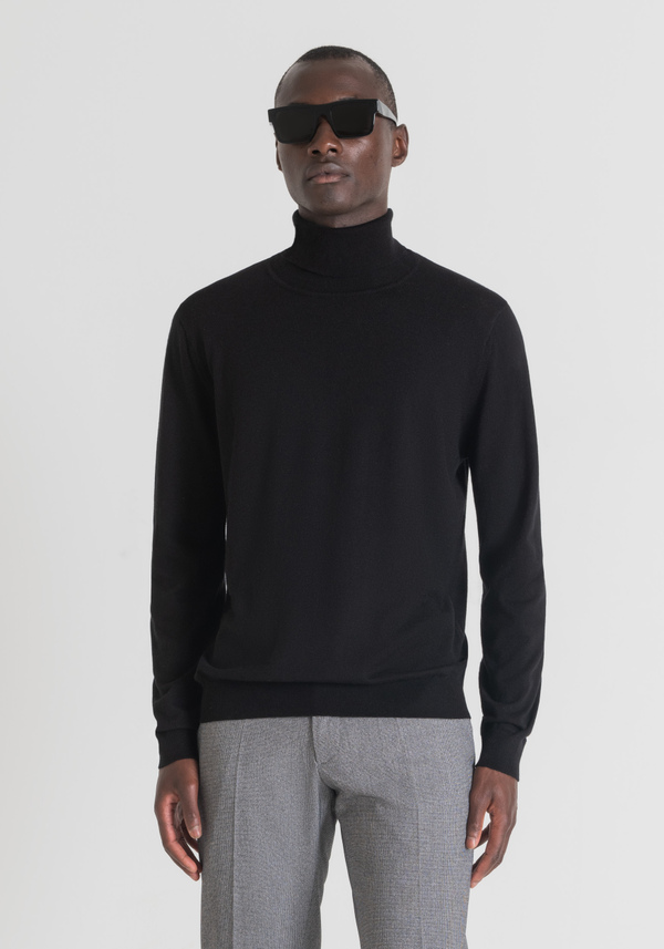 REGULAR-FIT POLO NECK IN SOFT WOOL AND CASHMERE-BLEND YARN - Antony Morato Online Shop