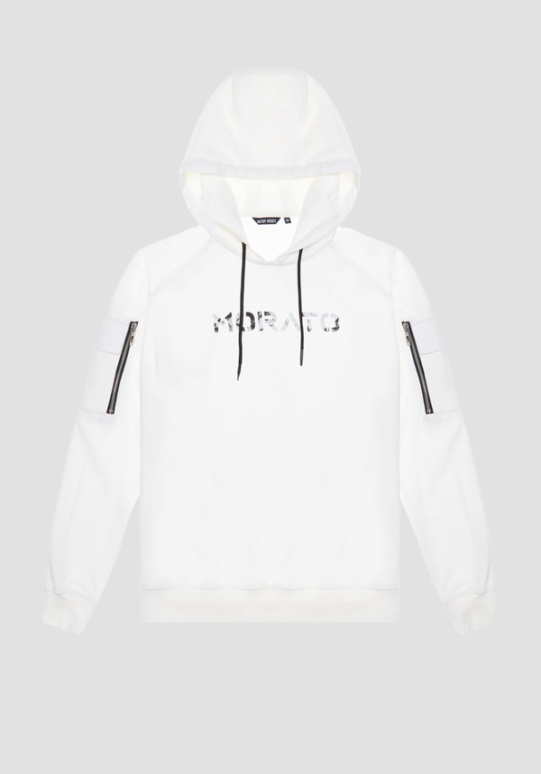 REGULAR FIT HOODIE IN COTTON BLEND WITH MARBLE-EFFECT LOGO - Antony Morato Online Shop