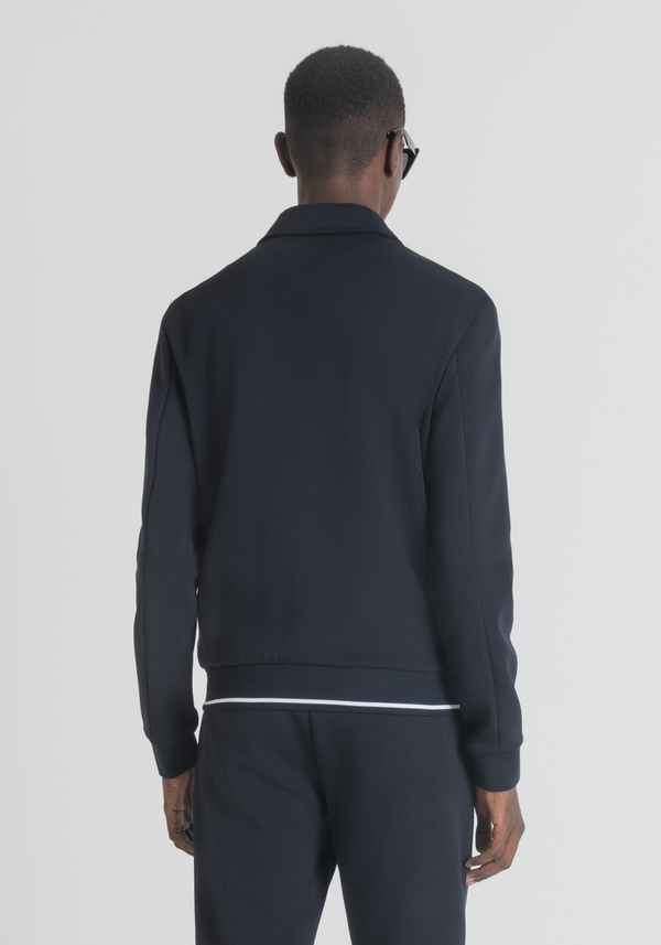 SWEAT-SHIRT SLIM FIT AVEC FERMETURE ZIPPÉE EN COTON MÉLANGÉ AVEC COL CHEMISE - Antony Morato Online Shop