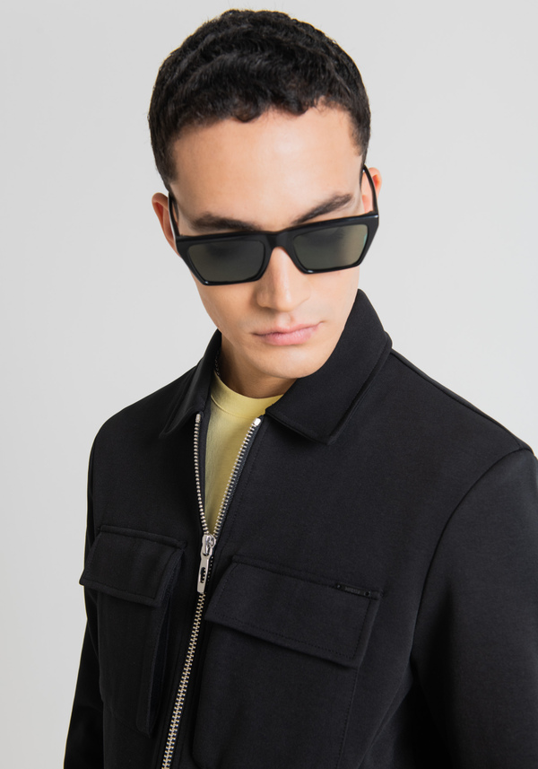 FELPA SLIM FIT CON ZIP IN MISTO COTONE CON COLLO A CAMICIA - Antony Morato Online Shop