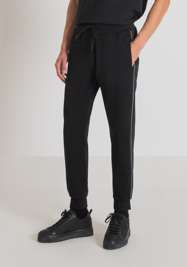 SLIM FIT SWEATPANTS IN STRETCH COTTON WITH CONTRAST IN TECHNICAL FABRIC - Antony Morato Online Shop