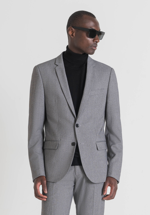 "BONNIE" SLIM FIT SINGLE-BREASTED JACKET WITH MICRO-PATTERN PRINT - Antony Morato Online Shop