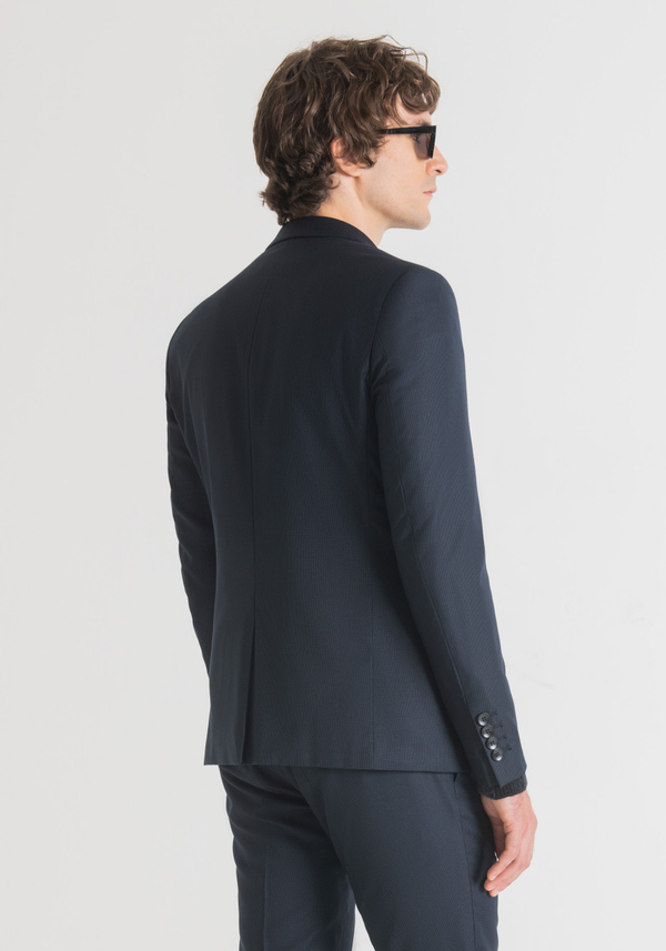 "BONNIE" SINGLE-BREASTED SLIM-FIT JACKET IN STRETCH VISCOSE BLEND WITH MICRO-WEAVE - Antony Morato Online Shop