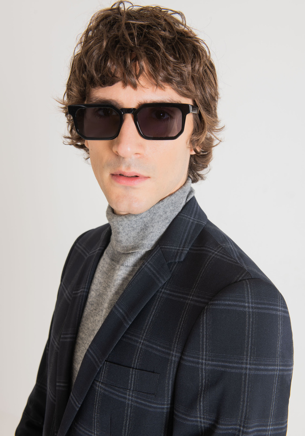 "BONNIE" SLIM FIT SINGLE-BREASTED JACKET IN STRETCH FABRIC WITH CHECK PATTERN - Antony Morato Online Shop