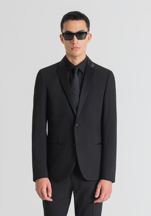 "NINA" SLIM-FIT JACKET IN STRETCH FABRIC WITH SATIN DETAILS - Antony Morato Online Shop