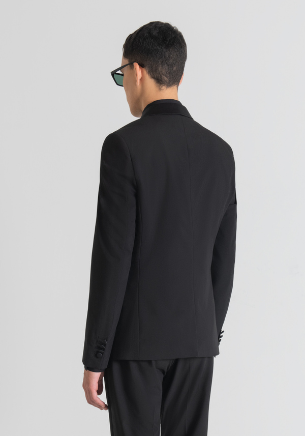 "NINA" SLIM-FIT JACKET IN STRETCH FABRIC WITH SATIN DETAILS - Antony Morato Online Shop