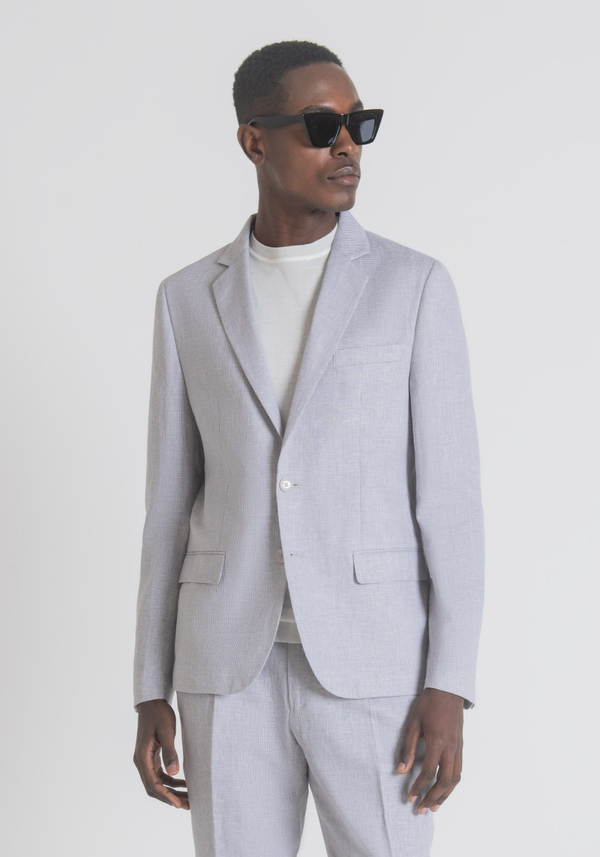 "ZELDA" SLIM-FIT JACKET IN MÉLANGE EFFECT LINEN BLEND - Antony Morato Online Shop