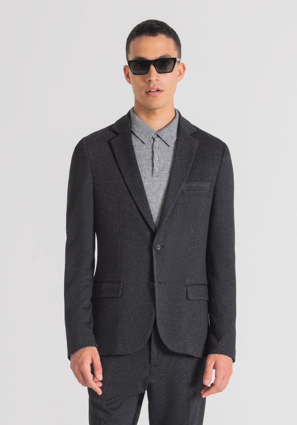 "ASHE" SUPER SLIM-FIT JACKET WITH MICRO-PATTERN - Antony Morato Online Shop