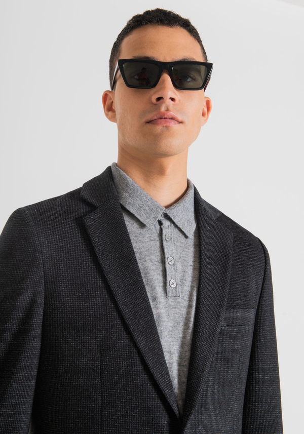 "ASHE" SUPER SLIM-FIT JACKET WITH MICRO-PATTERN - Antony Morato Online Shop