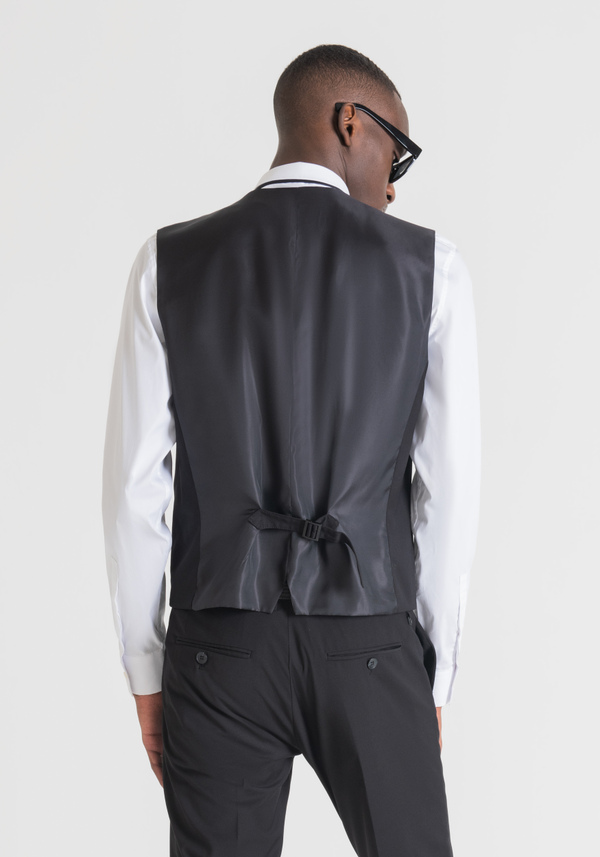 SLIM-FIT VEST WITH CONTRASTING BACK PANEL AND BUCKLE DETAIL - Antony Morato Online Shop