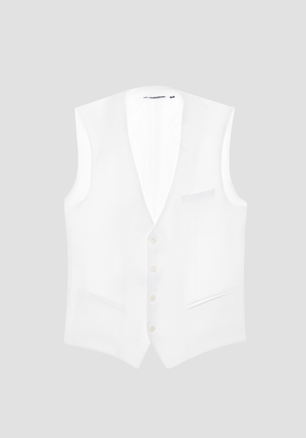 SLIM-FIT VEST IN SOLID-COLOUR LINEN BLEND - Antony Morato Online Shop