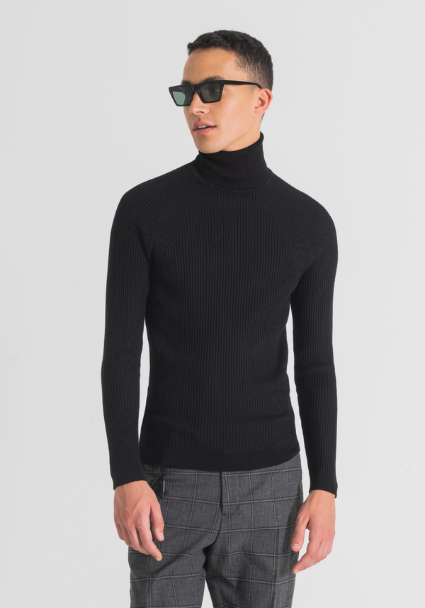 ROLLKRAGENPULLOVER MIT VERARBEITUNG IN RIPPEN - Antony Morato Online Shop