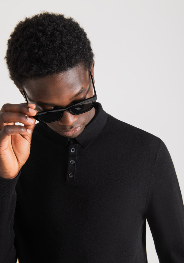 PULLOVER REGULAR FIT MIT POLO-KRAGEN AUS WEICHEM WOLLMISCHGEWEBE - Antony Morato Online Shop