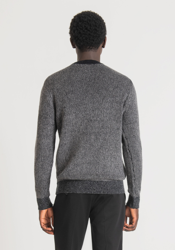 REGULAR FIT SWEATER IN WARM MOHAIR WOOL BLEND YARN WITH FISHERMAN'S RIB - Antony Morato Online Shop