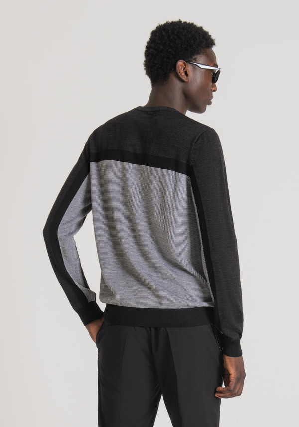 MAGLIA REGULAR FIT IN FILATO MISTO LANA CON MOTIVO A RIGHE IN JACQUARD - Antony Morato Online Shop