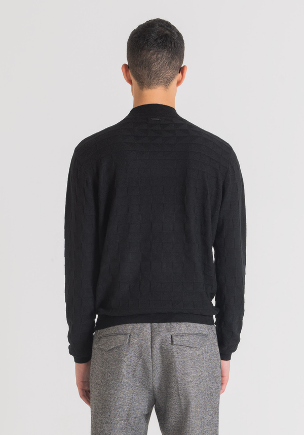 REGULAR FIT SWEATER IN MOHAIR WOOL-BLEND YARN WITH ALL-OVER JACQUARD PATTERN - Antony Morato Online Shop