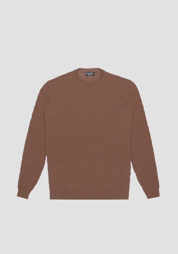 PULL À COL MONTANT REGULAR FIT EN FIL DE VISCOSE MÉLANGÉE ET JACQUARD EN NID D’ABEILLE - Antony Morato Online Shop