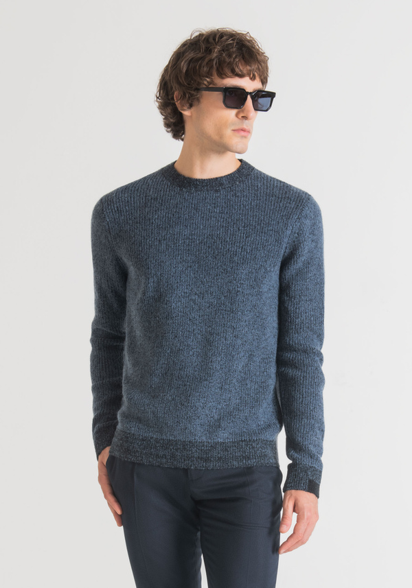 SLIM FIT SWEATER IN MOHAIR WOOL YARN WITH RIBBED KNIT - Antony Morato Online Shop