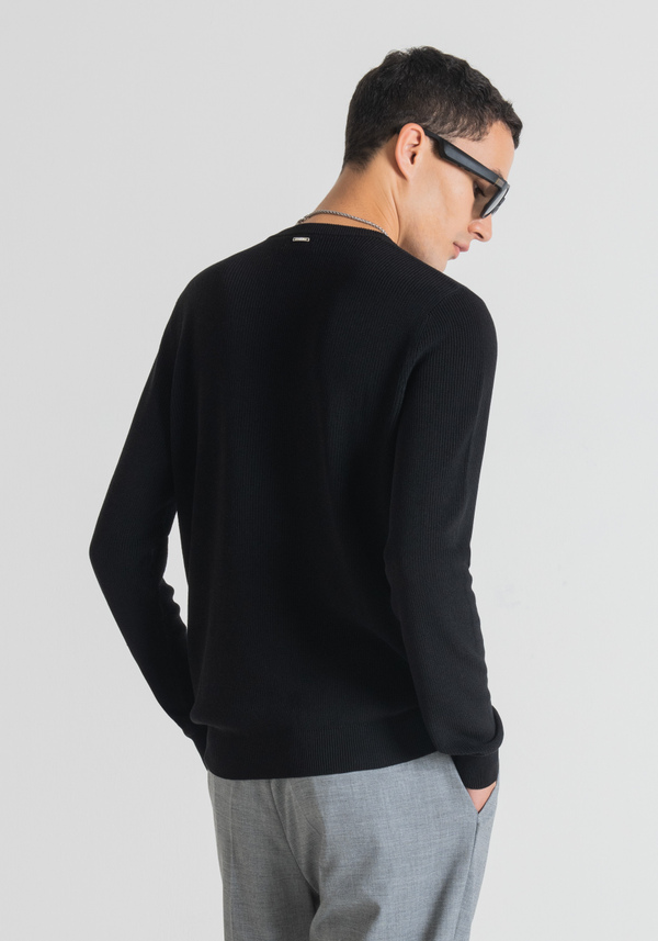 SLIM FIT SWEATER IN COTTON BLEND YARN WITH CONTRASTING POCKET - Antony Morato Online Shop