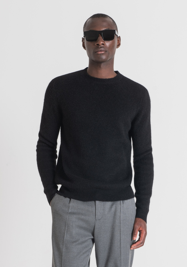 SLIM FIT SWEATER IN SOFT ALPACA BLEND WITH ENGLISH RIB KNIT - Antony Morato Online Shop