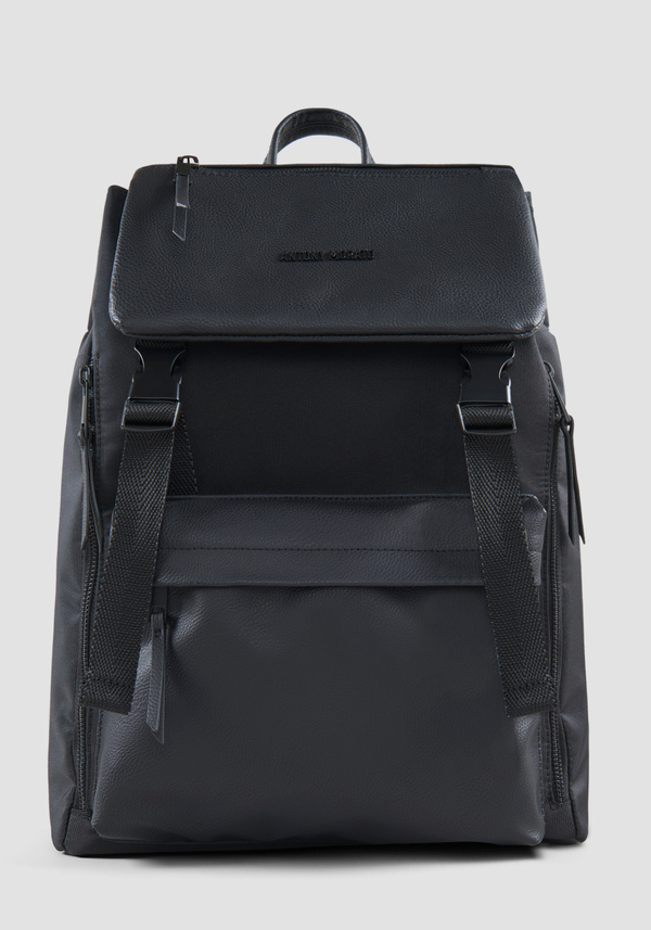 NYLON AND HAMMERED FAUX LEATHER BACKPACK - Antony Morato Online Shop