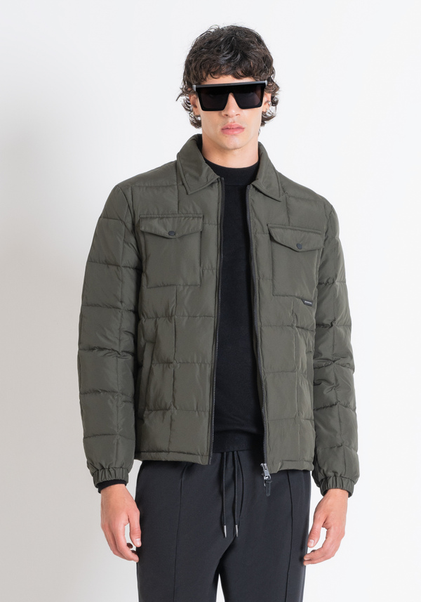 REGULAR FIT DOWN JACKET IN GREEN TECHNICAL FABRIC AND DUPONT SORONA SYNTHETIC PADDING - Antony Morato Online Shop