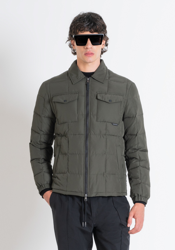 REGULAR FIT DOWN JACKET IN GREEN TECHNICAL FABRIC AND DUPONT SORONA SYNTHETIC PADDING - Antony Morato Online Shop