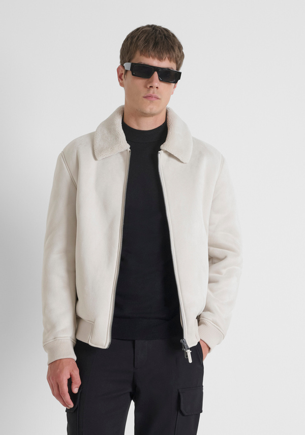 REGULAR FIT BOMBER JACKET WITH KNITTED INSERTS AND SUEDE EFFECT FABRIC - Antony Morato Online Shop