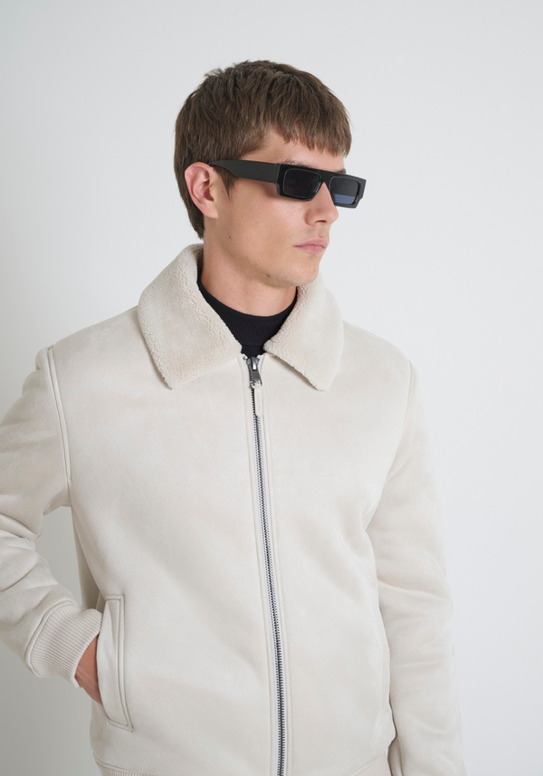 REGULAR FIT BOMBER JACKET WITH KNITTED INSERTS AND SUEDE EFFECT FABRIC - Antony Morato Online Shop