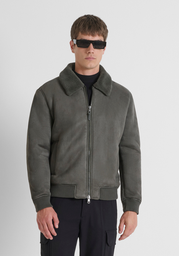 REGULAR FIT BOMBER-JACKE MIT STRICK-EINSÄTZEN UND WILDLEDER-EFFEKT STOFF - Antony Morato Online Shop