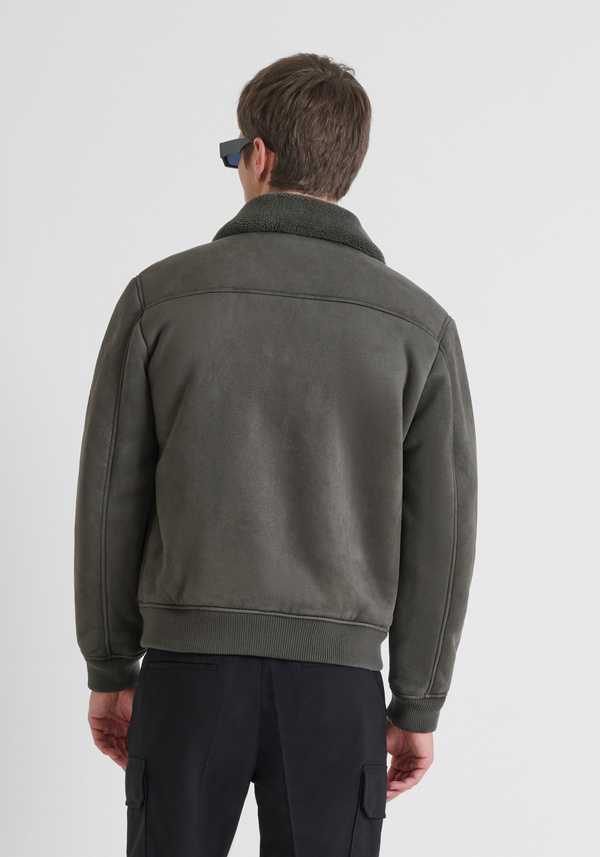 REGULAR FIT BOMBER-JACKE MIT STRICK-EINSÄTZEN UND WILDLEDER-EFFEKT STOFF - Antony Morato Online Shop