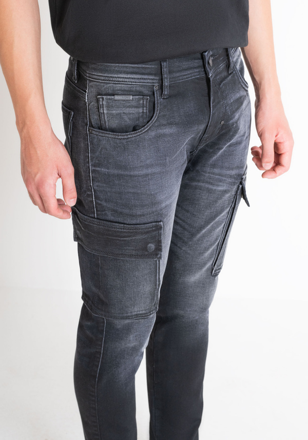 JEANS TAPERED FIT "ARNOLD" IN DENIM STRETCH CON LAVAGGIO SCURO E TASCONI LATERALI - Antony Morato Online Shop