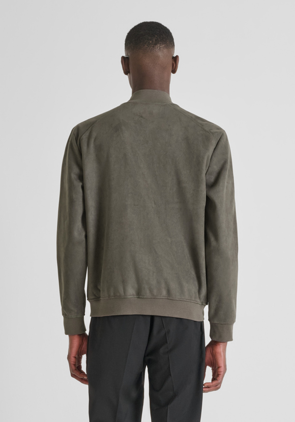 REGULAR FIT SWEATSHIRT MIT REISSVERSCHLUSS AUS WILDLEDER-EFFEKT STOFF - Antony Morato Online Shop