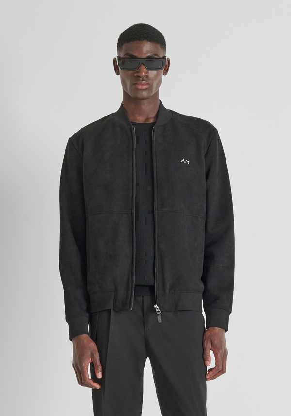 REGULAR FIT SWEATSHIRT MIT REISSVERSCHLUSS AUS WILDLEDER-EFFEKT STOFF - Antony Morato Online Shop