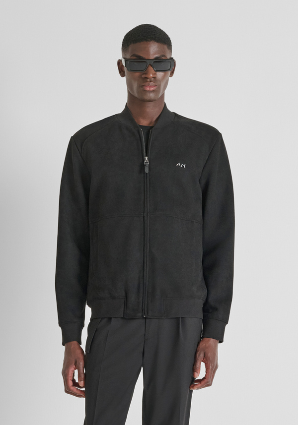 REGULAR FIT SWEATSHIRT MIT REISSVERSCHLUSS AUS WILDLEDER-EFFEKT STOFF - Antony Morato Online Shop