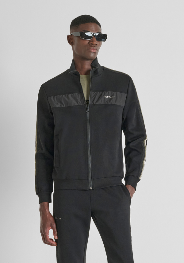 REGULAR FIT SWEATSHIRT WITH ZIP IN COTTON BLEND WITH BANDS - Antony Morato Online Shop