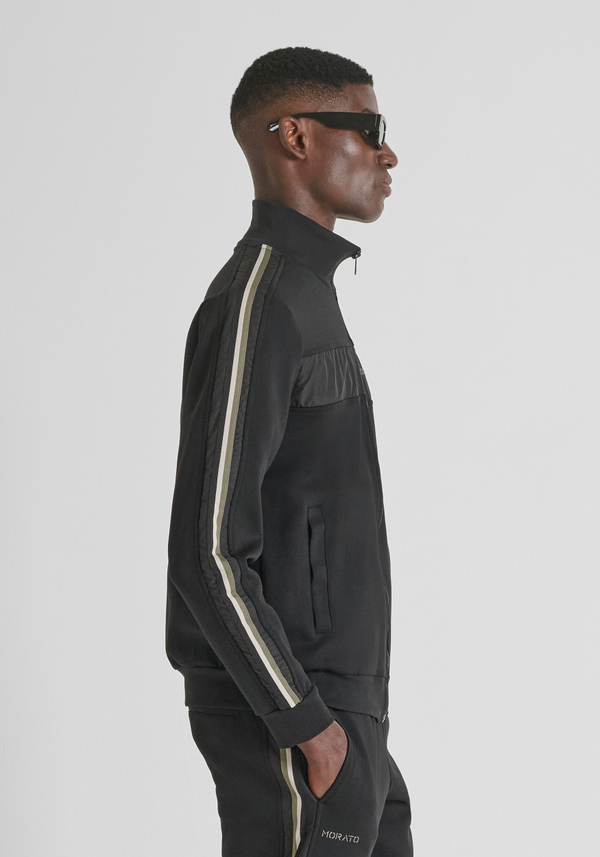 REGULAR FIT SWEATSHIRT WITH ZIP IN COTTON BLEND WITH BANDS - Antony Morato Online Shop