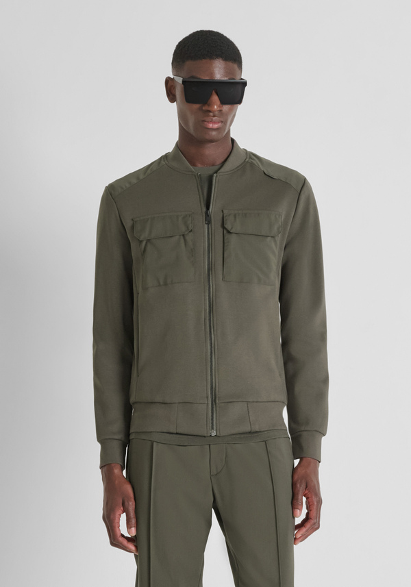 SLIM FIT ZIP SWEATSHIRT IN COTTON BLEND WITH POCKETS - Antony Morato Online Shop