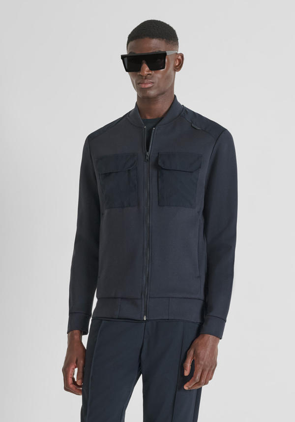 SLIM FIT ZIP SWEATSHIRT IN COTTON BLEND WITH POCKETS - Antony Morato Online Shop