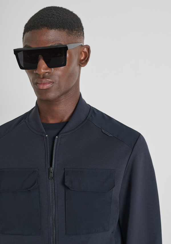 SLIM FIT ZIP SWEATSHIRT IN COTTON BLEND WITH POCKETS - Antony Morato Online Shop