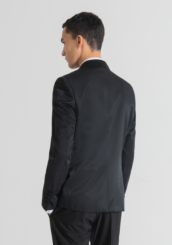 SLIM-FIT “NINA” JACKET WITH TONAL MICRO-PATTERNING ON A SATIN-EFFECT MATERIAL - Antony Morato Online Shop