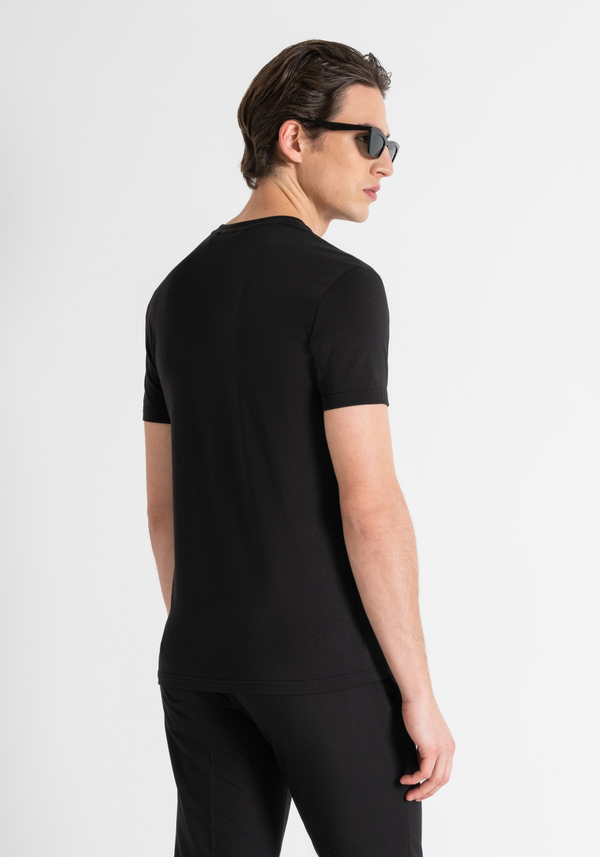 SUPER SLIM FIT T-SHIRT IN STRETCH COTTON WITH LOGO PRINT - Antony Morato Online Shop