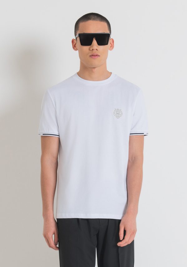 SLIM FIT COTTON JERSEY T-SHIRT WITH TIGER PRINT - Antony Morato Online Shop