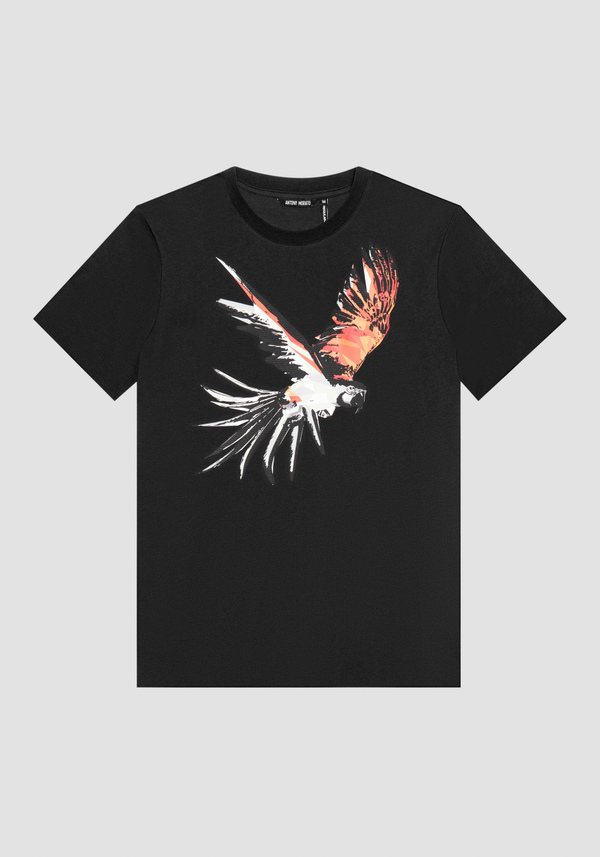 REGULAR FIT T-SHIRT IN COTTON JERSEY WITH MATT PLASTIC AND RUBBERIZED PLASTIC PRINTING - Antony Morato Online Shop