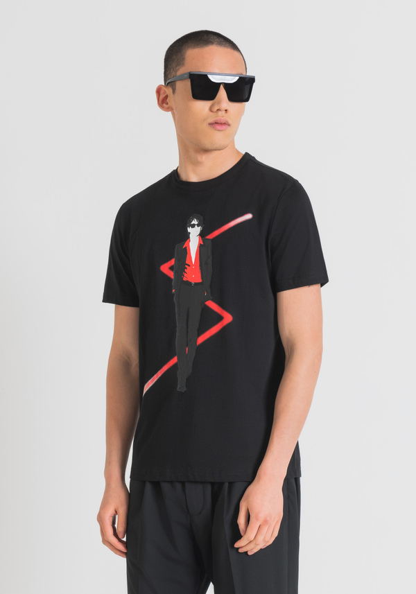 REGULAR FIT WEICHES BAUMWOLLJERSEY T-SHIRT MIT FRONTDRUCK - Antony Morato Online Shop
