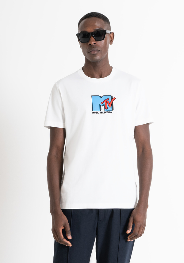 T-SHIRT « MTV » COUPE RÉGULIÈRE EN COTON MÉLANGÉ AVEC IMPRESSION - Antony Morato Online Shop